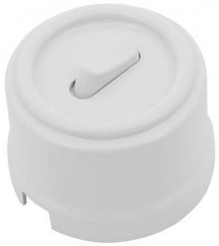 Переключатель-ретро пластик клавишный Bironi Лизетта 1-кл. перекрестный белый картинка